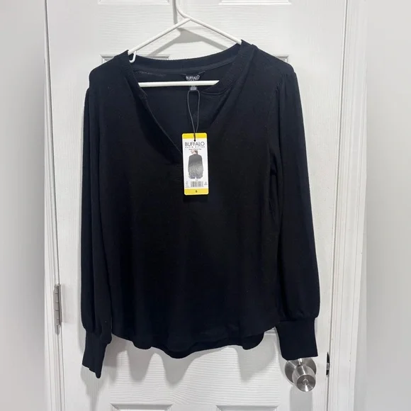 💚Buffalo David Bitton Elegant Black Blouse - Picture 2 of 8